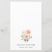 Pink Flowers, White Flowers, Boho, Baptism Menu (裏面)