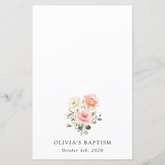 Pink Flowers, White Flowers, Boho, Baptism Menu (裏面)