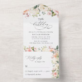 Pink Flowers, White Flowers, Boho, Birthday オールインワン招待状 (内側)