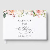 Pink Flowers, White Flowers, Boho, Birthday ゲストブック (正面)