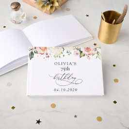 Pink Flowers, White Flowers, Boho, Birthday ゲストブック