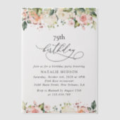 Pink Flowers, White Flowers, Boho, Birthday ベラム紙招待状 (正面)