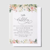 Pink Flowers, White Flowers, Boho, Birthday ベラム紙招待状 (オフセット)