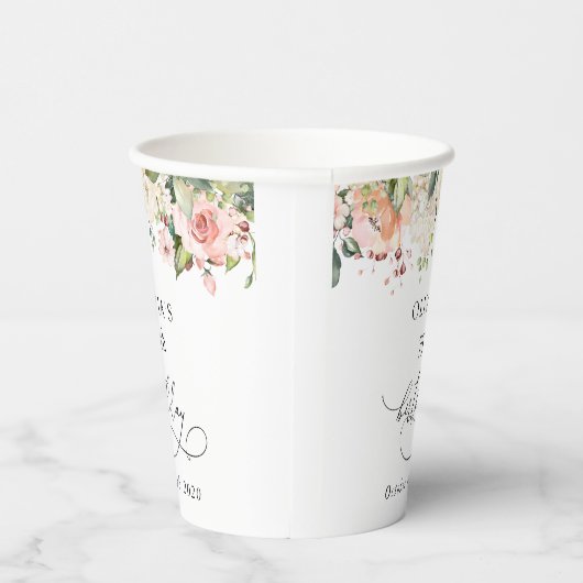 Pink Flowers, White Flowers, Boho, Birthday 紙コップ (右)