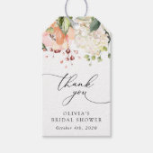 Pink Flowers, White Flowers, Boho, Bridal Shower ギフトタグ (正面)