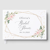 Pink Flowers, White Flowers, Boho, Bridal Shower ゲストブック (正面)