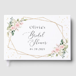 Pink Flowers, White Flowers, Boho, Bridal Shower ゲストブック