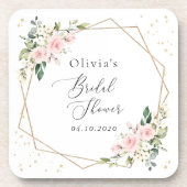 Pink Flowers, White Flowers, Boho, Bridal Shower コースター (正面)