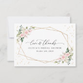 Pink Flowers, White Flowers, Boho, Bridal Shower サンキューカード (正面)
