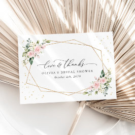 Pink Flowers, White Flowers, Boho, Bridal Shower サンキューカード