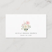 Pink Flowers, White Flowers, Boho, Bridal Shower プレイスカード (裏面)