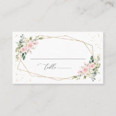 Pink Flowers, White Flowers, Boho, Bridal Shower プレイスカード (正面)