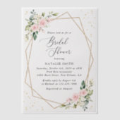 Pink Flowers, White Flowers, Boho, Bridal Shower ベラム紙招待状 (正面)