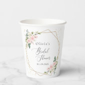 Pink Flowers, White Flowers, Boho, Bridal Shower 紙コップ (裏面)