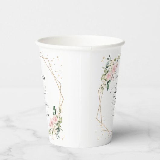 Pink Flowers, White Flowers, Boho, Bridal Shower 紙コップ (右)