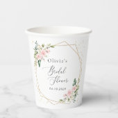 Pink Flowers, White Flowers, Boho, Bridal Shower 紙コップ (正面)