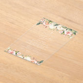 Pink Flowers, White Flowers, Boho, Floral Baptism アクリル招待状 (レイダウン)