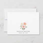 Pink Flowers, White Flowers, Boho, Floral Baptism サンキューカード (裏面)