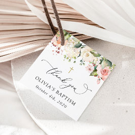 Pink Flowers, White Flowers, Boho, Floral Baptism フェイバータグ