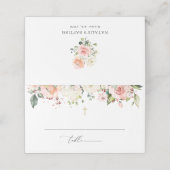 Pink Flowers, White Flowers, Boho, Floral Baptism プレイスカード (外部開封)