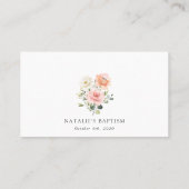 Pink Flowers, White Flowers, Boho, Floral Baptism プレイスカード (裏面)