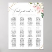 Pink Flowers, White Flowers, Boho, Seating Chart ポスター (正面)