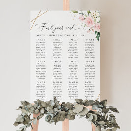Pink Flowers, White Flowers, Boho, Seating Chart ポスター
