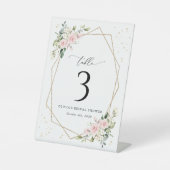 Pink Flowers, White Flowers, Boho, Table Numbers 台座サイン (正面)