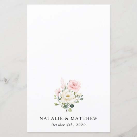 Pink Flowers, White Flowers, Boho, Wedding Menu (裏面)