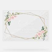 Pink Flowers, White Flowers, Boho, Wedding Welcome アクリルサイン (正面)