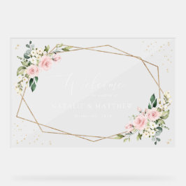 Pink Flowers, White Flowers, Boho, Wedding Welcome アクリルサイン