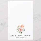 Pink Flowers, White Flowers, Bridal Shower Menu (裏面)