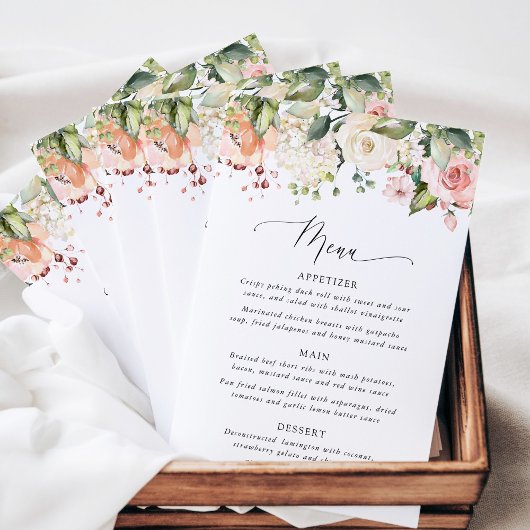 Pink Flowers, White Flowers, Bridal Shower Menu