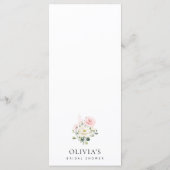 Pink Flowers, White Flowers, Bridal Shower Menu メニュー (裏面)