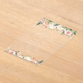 Pink Flowers, White Flowers, First Holy Communion アクリル招待状 (レイダウン)