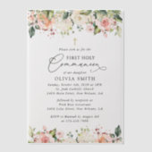 Pink Flowers, White Flowers, First Holy Communion ベラム紙招待状 (正面)