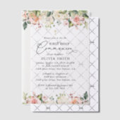 Pink Flowers, White Flowers, First Holy Communion ベラム紙招待状 (オフセット (招待状))