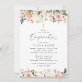 Pink Flowers, White Flowers, Floral Confirmation 招待状 (正面)