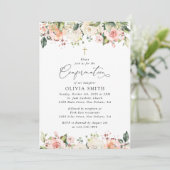 Pink Flowers, White Flowers, Floral Confirmation 招待状 (スタンド正面)