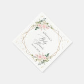 Pink Flowers, White Flowers, Greenery, Baby Shower スタンダードカクテルナプキン (角)