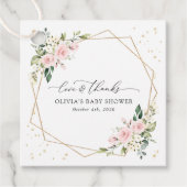 Pink Flowers, White Flowers, Greenery, Baby Shower フェイバータグ (正面)