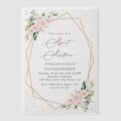 Pink Flowers, White Flowers, Greenery, Sweet 16 ベラム紙招待状 (正面)