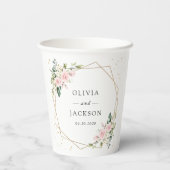 Pink Flowers, White Flowers, Greenery, Wedding 紙コップ (裏面)