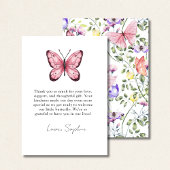Pink Fluttering Butterfly Greenery  サンキューカード