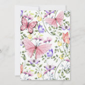 Pink Fluttering Butterfly Greenery サンキューカード (正面)