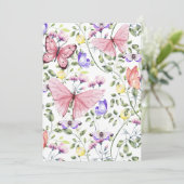 Pink Fluttering Butterfly Greenery サンキューカード (スタンド正面)