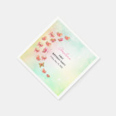 Pink Fluttering Butterfly Magic Girl 1st Birthday スタンダードカクテルナプキン (角)