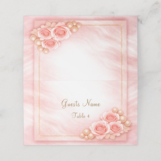Pink Folded Place Card Wedding プレイスカード (外部開封)