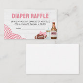 Pink Football Baby Shower Diaper Raffle エンクロージャーカード (正面/裏面)