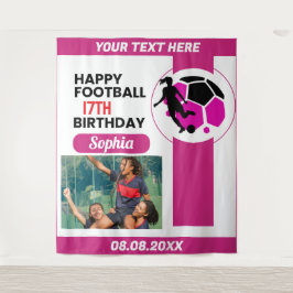 Pink Football Birthday, Football Girl Player  タペストリー